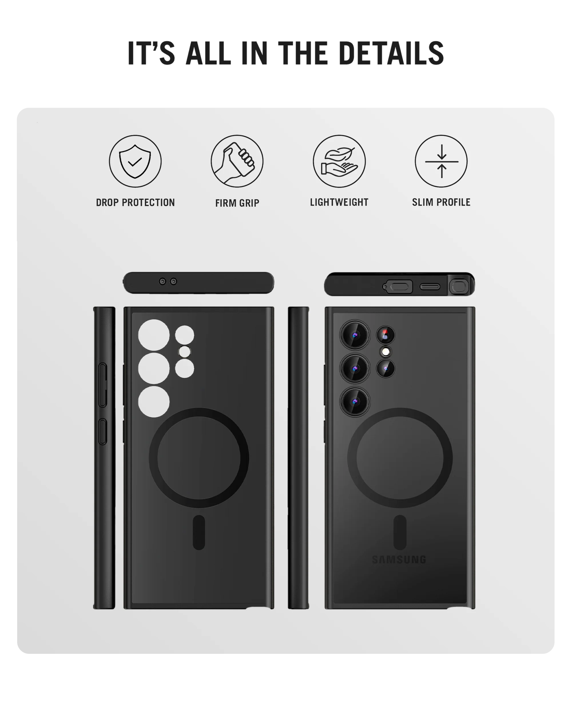 Black Nimbus Magnetic Phone Case Cover For Samsung Galaxy S24 Ultra - Image 6