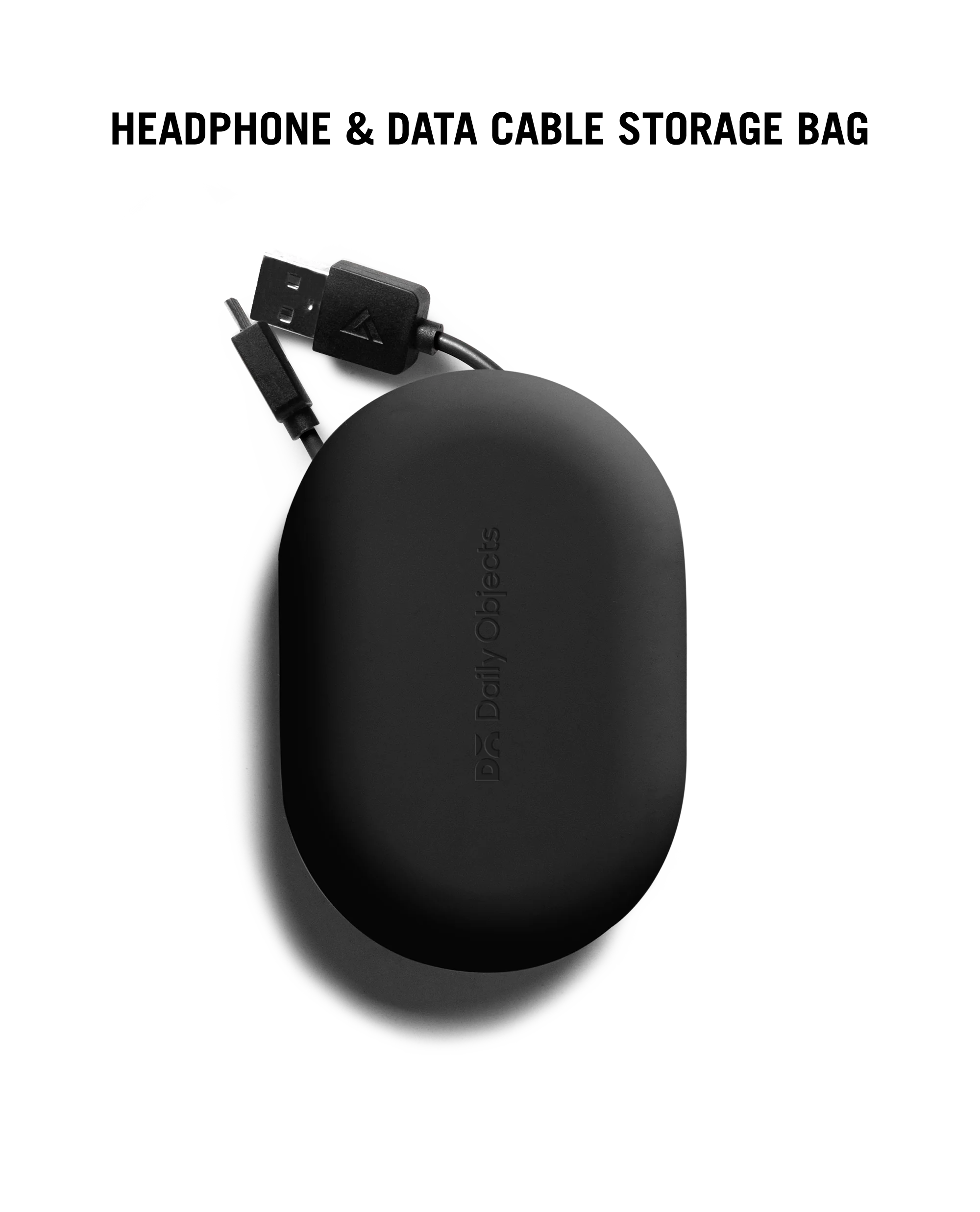 Oblong Earphones & Cable Pouch - (Black) - Image 2