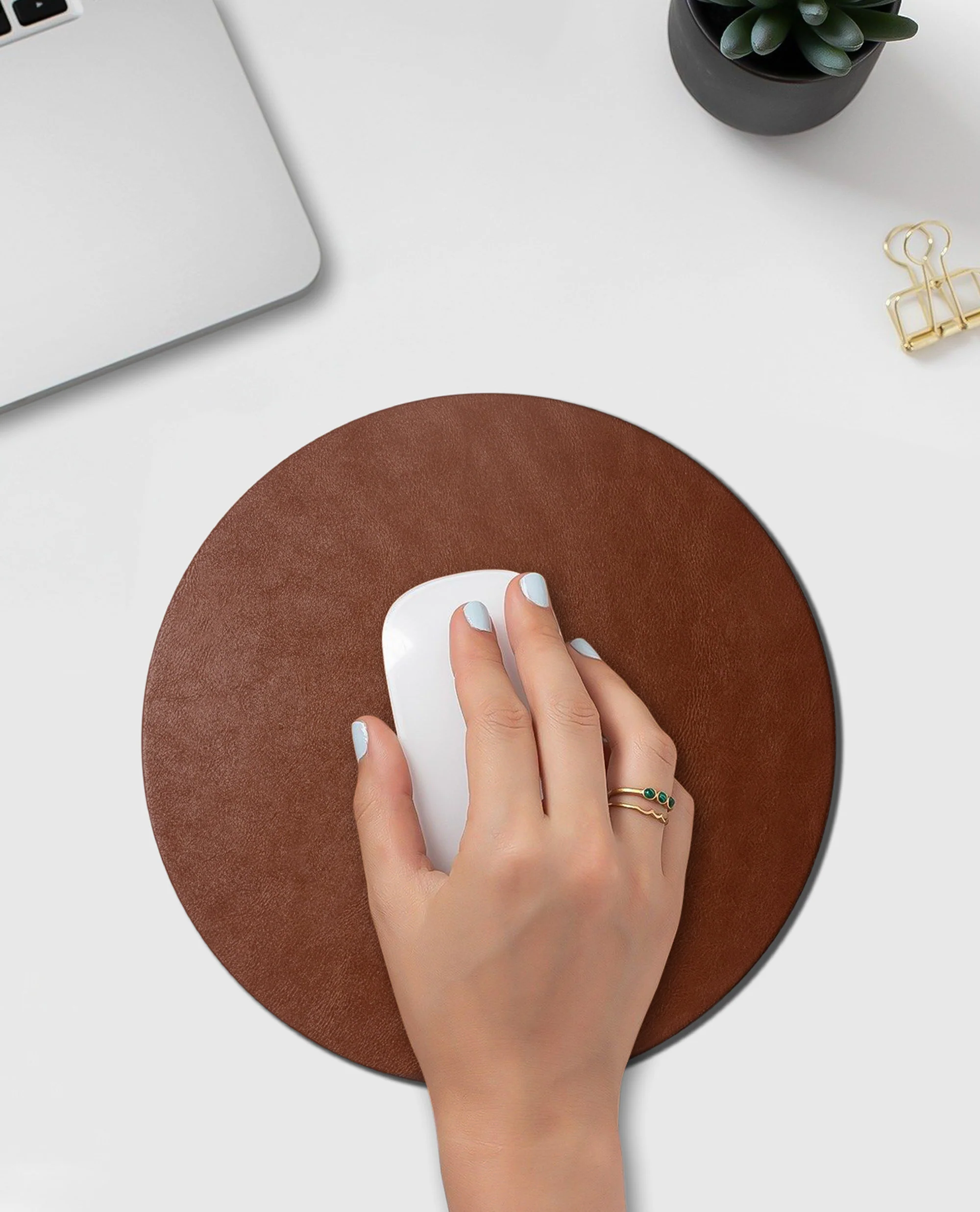 Orb Vegan Leather Mouse Pad (Black) - Image 7