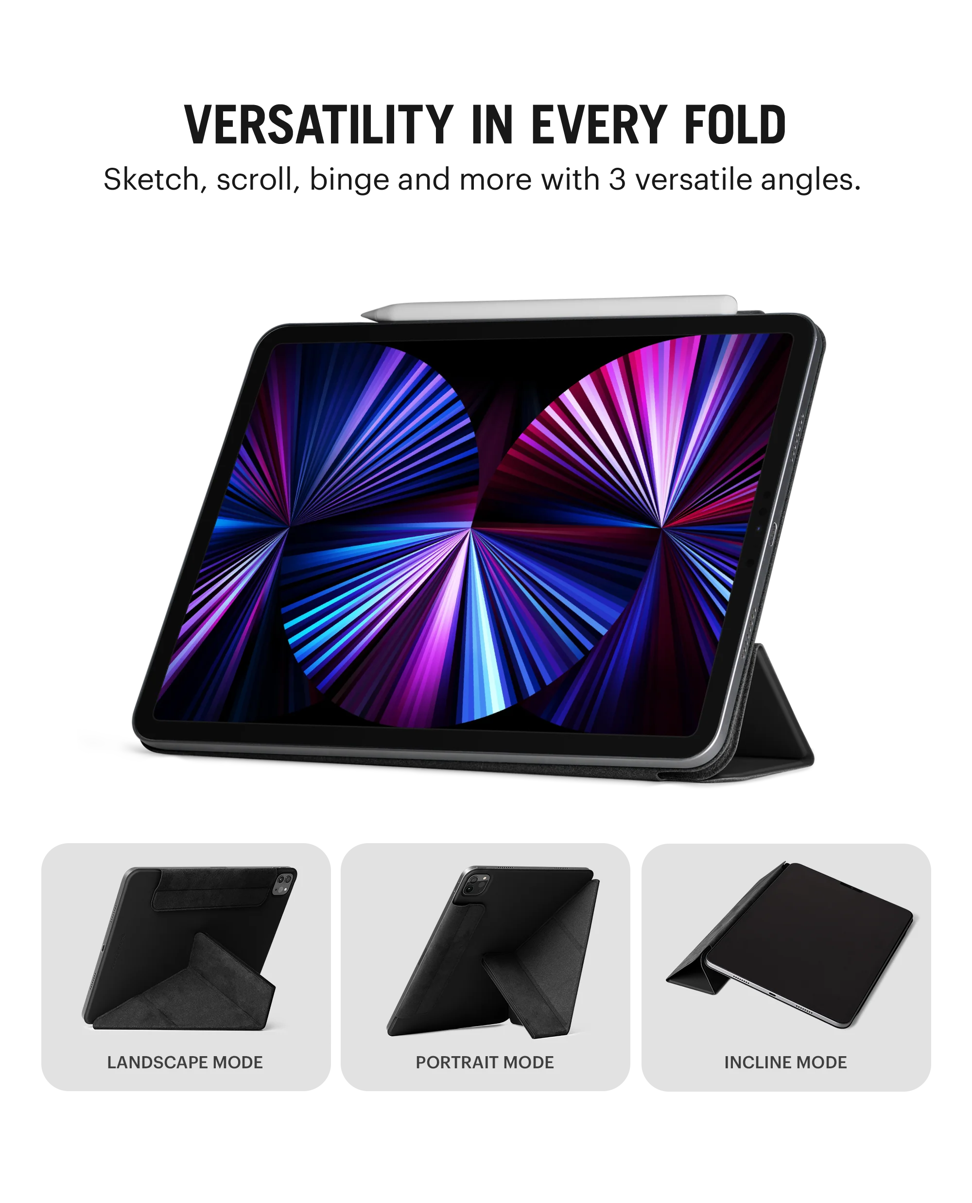 Pleat Y-Fold Magnetic iPad Case for iPad Pro 5 2021 12.9 Inch - Image 5