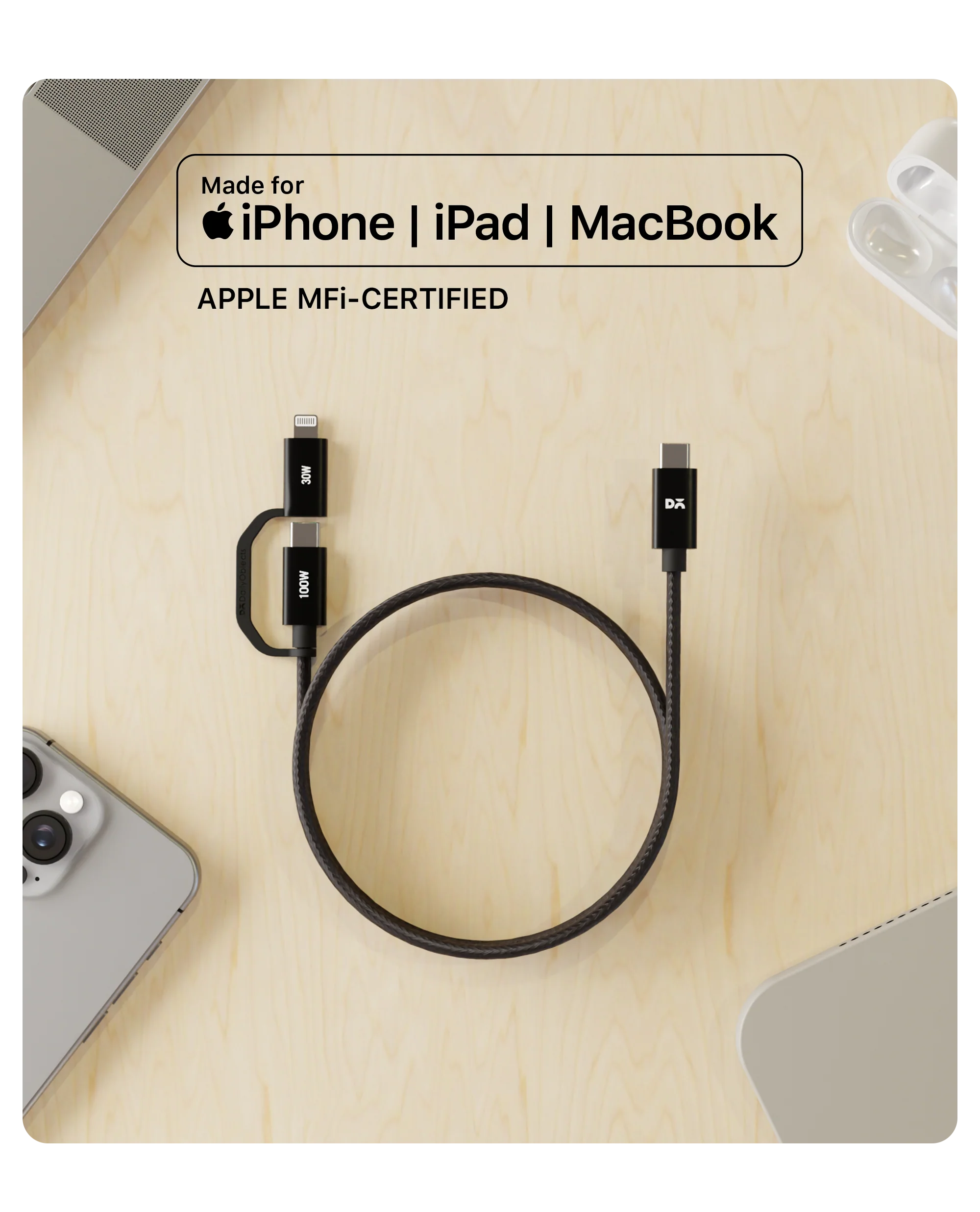 DailyObjects SURGE™ Kevlar Core 2-in-1 100W Apple Certified - MFi Charging Cable - Image 15